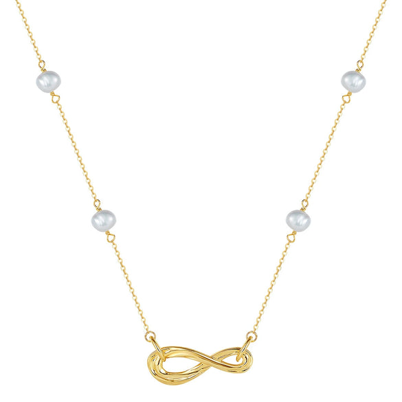 Jewelry S925 Sterling Silver Natural Pearl Geometric Pendant Necklace Electroplating