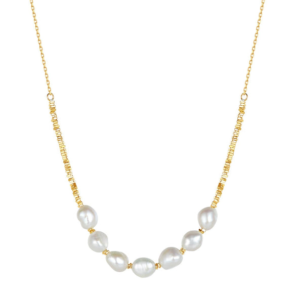 Jewelry S925 Sterling Silver Natural Pearl Geometric Pendant Necklace Electroplating