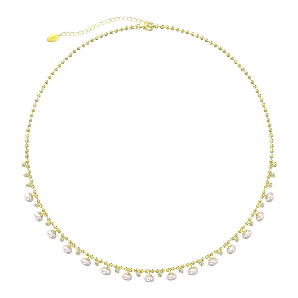 Jewelry S925 Sterling Silver Natural Pearl Geometric Pendant Necklace Electroplating