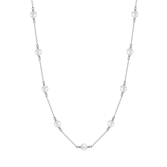 Jewelry S925 Sterling Silver Natural Pearl Geometric Pendant Necklace Electroplating