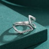 Jewelry S925 Sterling Silver Ring Versatile Retro Diamond Leaf Open