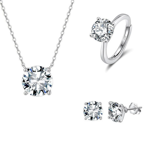 Jewelry S925 Sterling Silver Rock Candy Style Set With Zircon For Women
