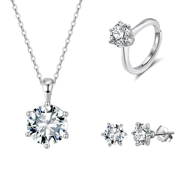 Jewelry S925 Sterling Silver Rock Candy Style Set With Zircon For Women