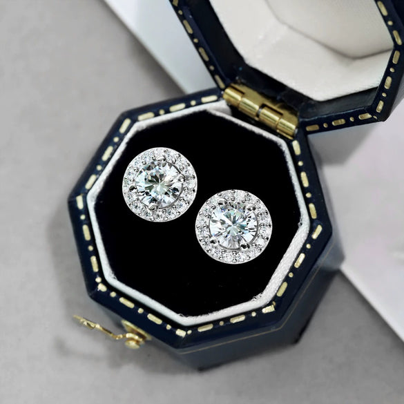 Jewelry S925 Sterling Silver Round Highgrade Zircon Inlaid Electroplating Style For Women