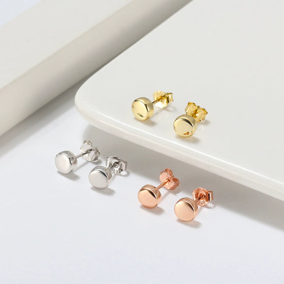 Jewelry S925 Sterling Silver Stud Earrings Geometric Style Electroplating