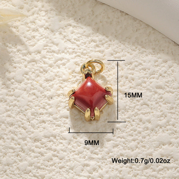 Jewelry Semiprecious Stone Heartshaped Pendants Copper Plated With 18K Gold Inlay Crystal Bracelet Charms Sweet Style