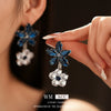 Jewelry Set Alloy Copper Pendant Earrings And Clavicle Chain With Zircon Heart Water Drop Bell Flower Design Highend Style