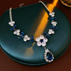 Jewelry Set Alloy Copper Pendant Earrings And Clavicle Chain With Zircon Heart Water Drop Bell Flower Design Highend Style