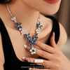 Jewelry Set Alloy Copper Pendant Earrings And Clavicle Chain With Zircon Heart Water Drop Bell Flower Design Highend Style