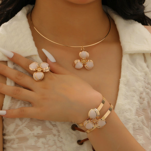 Jewelry Set Alloy Electroplating Flower Design For Women