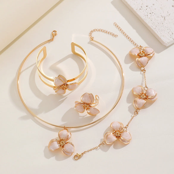 Jewelry Set Alloy Electroplating Flower Design For Women
