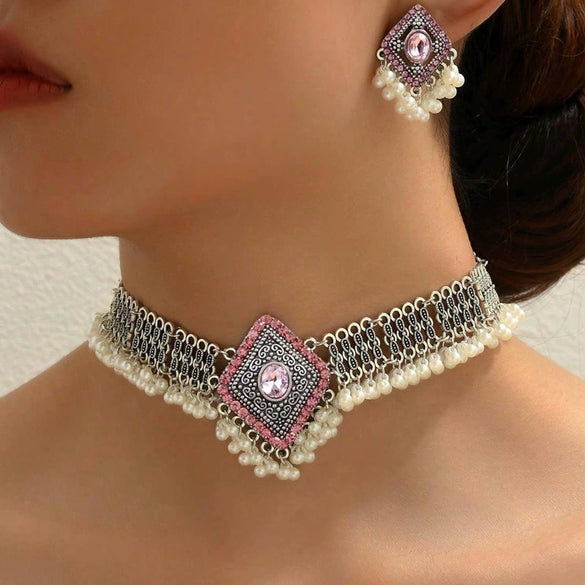 Jewelry Set Alloy Rhinestones Geometric Retro Fashion