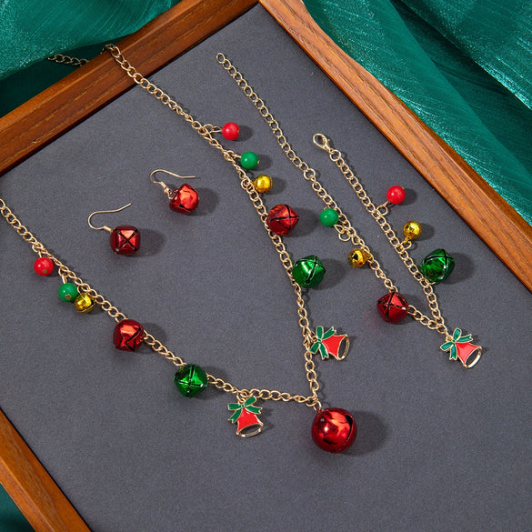 Jewelry Set Christmas Tree Bell Iron Geometric Electroplated