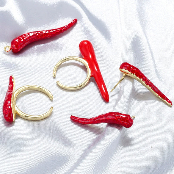 Jewelry Set Copper Chili Pepper Sshaped Dripping Oil Style For Women