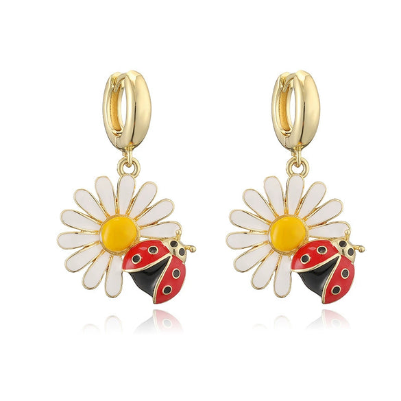 Jewelry Set Copper Dripping Oil Beetle Style Earrings Necklaces