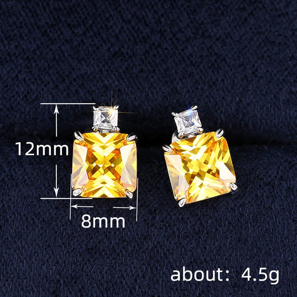 Jewelry Set Copper Princess Geometric Cube Imitation Ice Flower Women's Perfumery Bottle Earrings Necklace