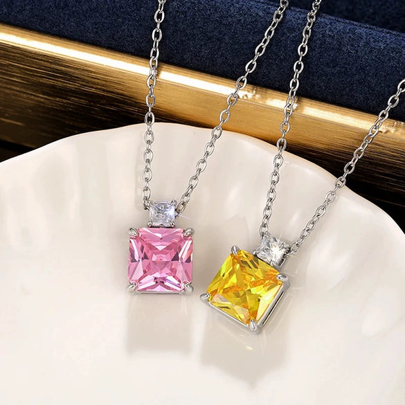 Jewelry Set Copper Princess Geometric Cube Imitation Ice Flower Women's Perfumery Bottle Earrings Necklace