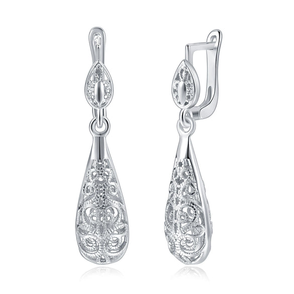Jewelry Set Copper Water Drop Hollow Electroplated Pendant Earrings For Women