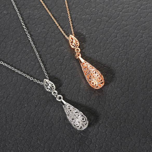 Jewelry Set Copper Water Drop Hollow Electroplated Pendant Earrings For Women
