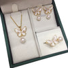 Jewelry Set Freshwater Pearl Butterfly Frosted Paint
