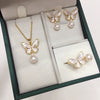 Jewelry Set Freshwater Pearl Butterfly Frosted Paint