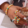 Jewelry Set Geometric Inlaid Natural Stone Splicing Round Bead 316L Stainless Steel Electroplating Design For Women
