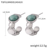 Jewelry Set Geometric Inlaid Natural Stone Splicing Round Bead 316L Stainless Steel Electroplating Design For Women