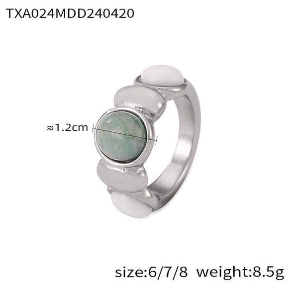 Jewelry Set Geometric Inlaid Natural Stone Splicing Round Bead 316L Stainless Steel Electroplating Design For Women