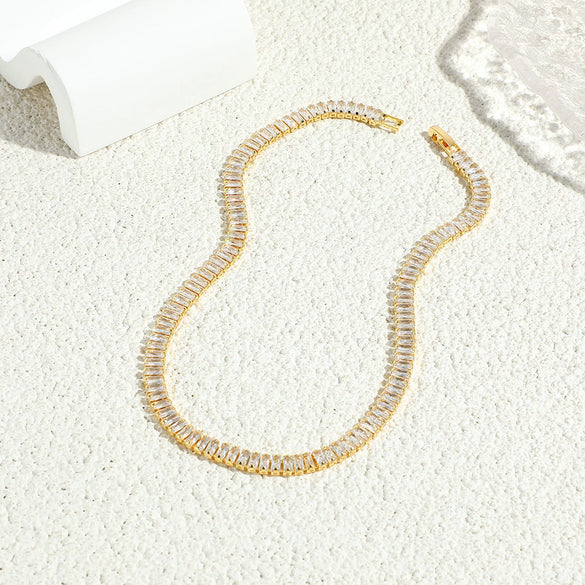 Jewelry Set Gold Electroplated Wave Inlaid Zircon Women's
