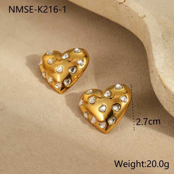 Jewelry Set Heart Shape Stainless Steel 18K Gold Plated For Women