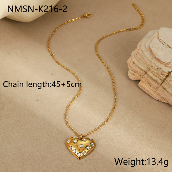 Jewelry Set Heart Shape Stainless Steel 18K Gold Plated For Women