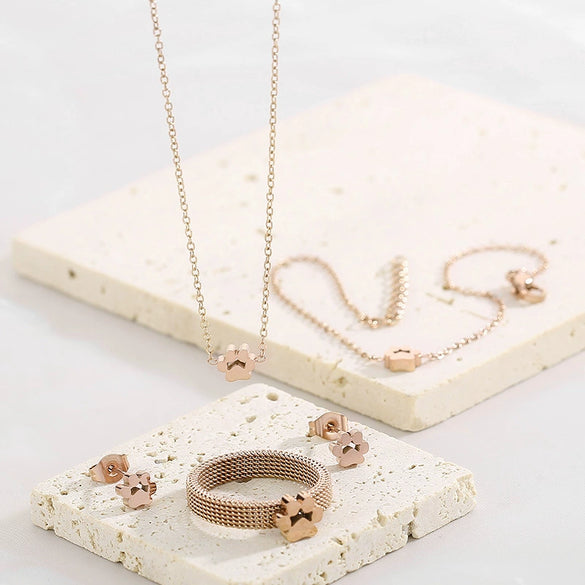 Jewelry Set Mesh Cat Claw Stainless Steel Titanium Steel Gold Rose Gold Ochain Electroplating Geometric