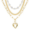 Jewelry Set Mixed Materials With Heart Water Drop Bell Pattern Set With Pearls For Ladies