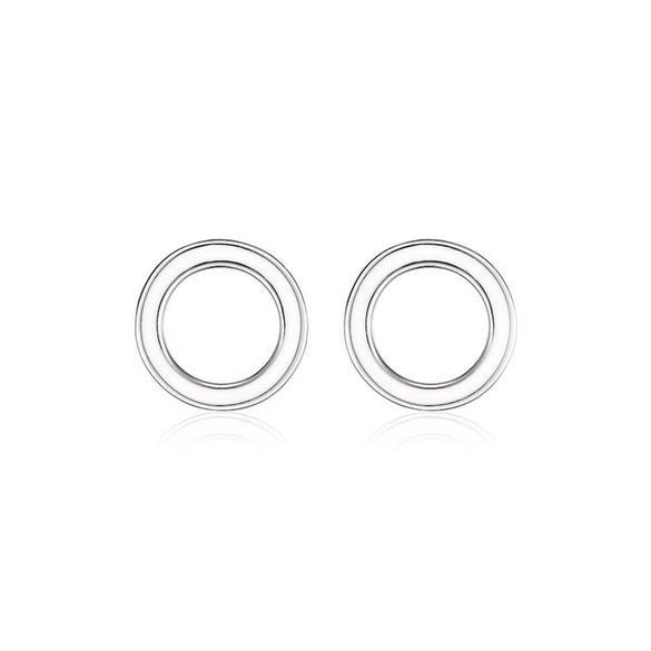 Jewelry Set S925 Silver Circle Earrings Ring Necklace With Cross Crown Roman Numeral Pattern Dripping Glue Design