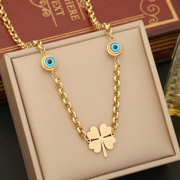 Jewelry Set Stainless Steel Flower Electroplated Clavicle Chain For Women
