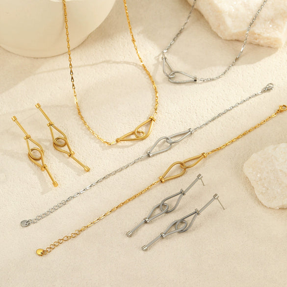 Jewelry Set Stainless Steel Geometric Electroplating For Women