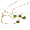 Jewelry Set Stainless Steel Geometric Malachite Set With Gems
