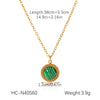 Jewelry Set Stainless Steel Geometric Malachite Set With Gems