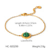 Jewelry Set Stainless Steel Geometric Malachite Set With Gems