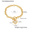 Jewelry Set 316L Stainless Steel Goldplated Heart Pendant Necklace And Bracelet