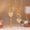 Jewelry Set 316L Stainless Steel Goldplated Heart Pendant Necklace And Bracelet