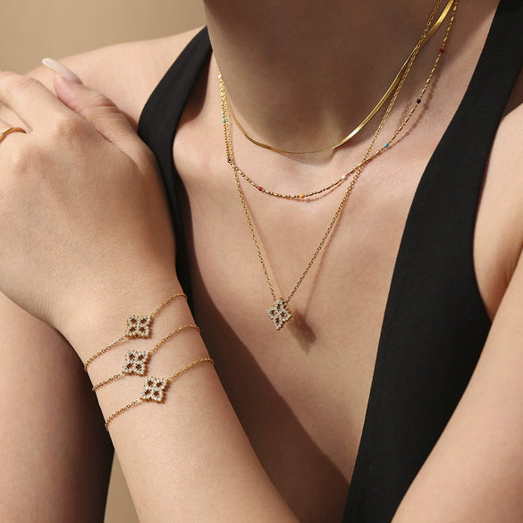 Jewelry Set Stainless Steel Material 18K Real Gold Plated Kitty Pattern