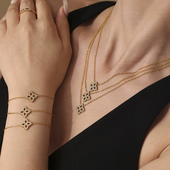 Jewelry Set Stainless Steel Material 18K Real Gold Plated Kitty Pattern