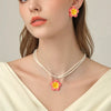Jewelry Set Sweet Plants Flowers Style Plastic And Resin Baking Paint Earrings And Necklace