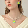 Jewelry Set Sweet Plants Flowers Style Plastic And Resin Baking Paint Earrings And Necklace