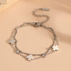 Jewelry Set Titanium Steel Beaded Floret Four Leaf Clover Diamond Double Layer Bamboo Chain For Women