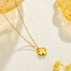 Jewelry Set Titanium Steel Beaded Floret Four Leaf Clover Diamond Double Layer Bamboo Chain For Women