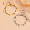 Jewelry Set Titanium Steel Beaded Floret Four Leaf Clover Diamond Double Layer Bamboo Chain For Women