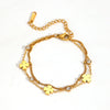 Jewelry Set Titanium Steel Beaded Floret Four Leaf Clover Diamond Double Layer Bamboo Chain For Women