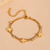 Jewelry Set Titanium Steel Beaded Floret Four Leaf Clover Diamond Double Layer Bamboo Chain For Women